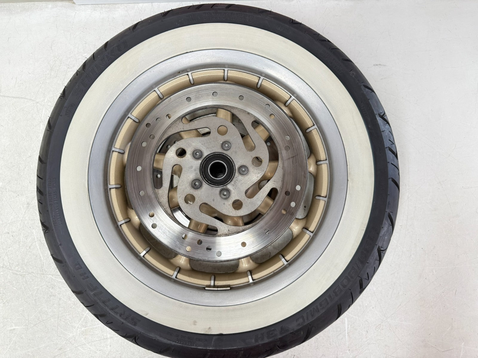2003 HARLEY ELECTRA GLIDE 16 Front Wheel Gold Rim Tire 100th Anniversary 9 Spoke