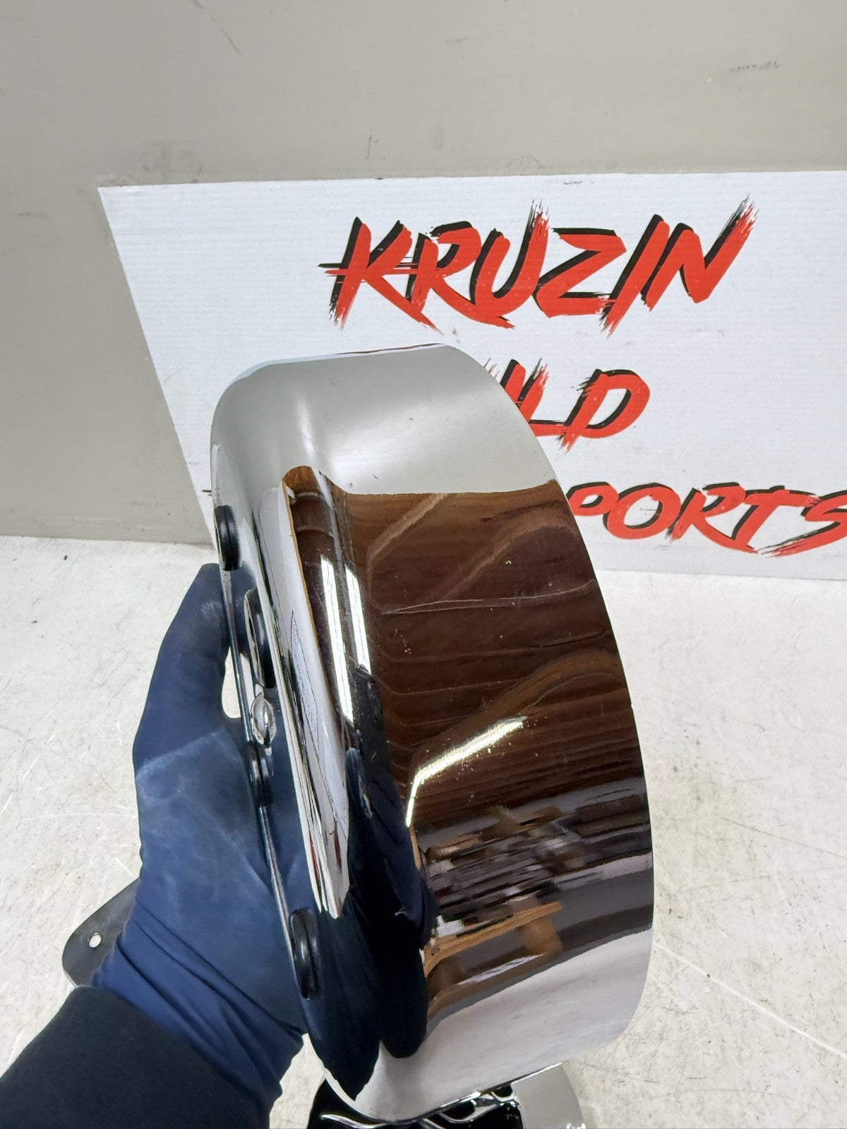 1993 HARLEY DYNA Wide Glide Flame Air Filter Housing Chrome Cover Backing Plate