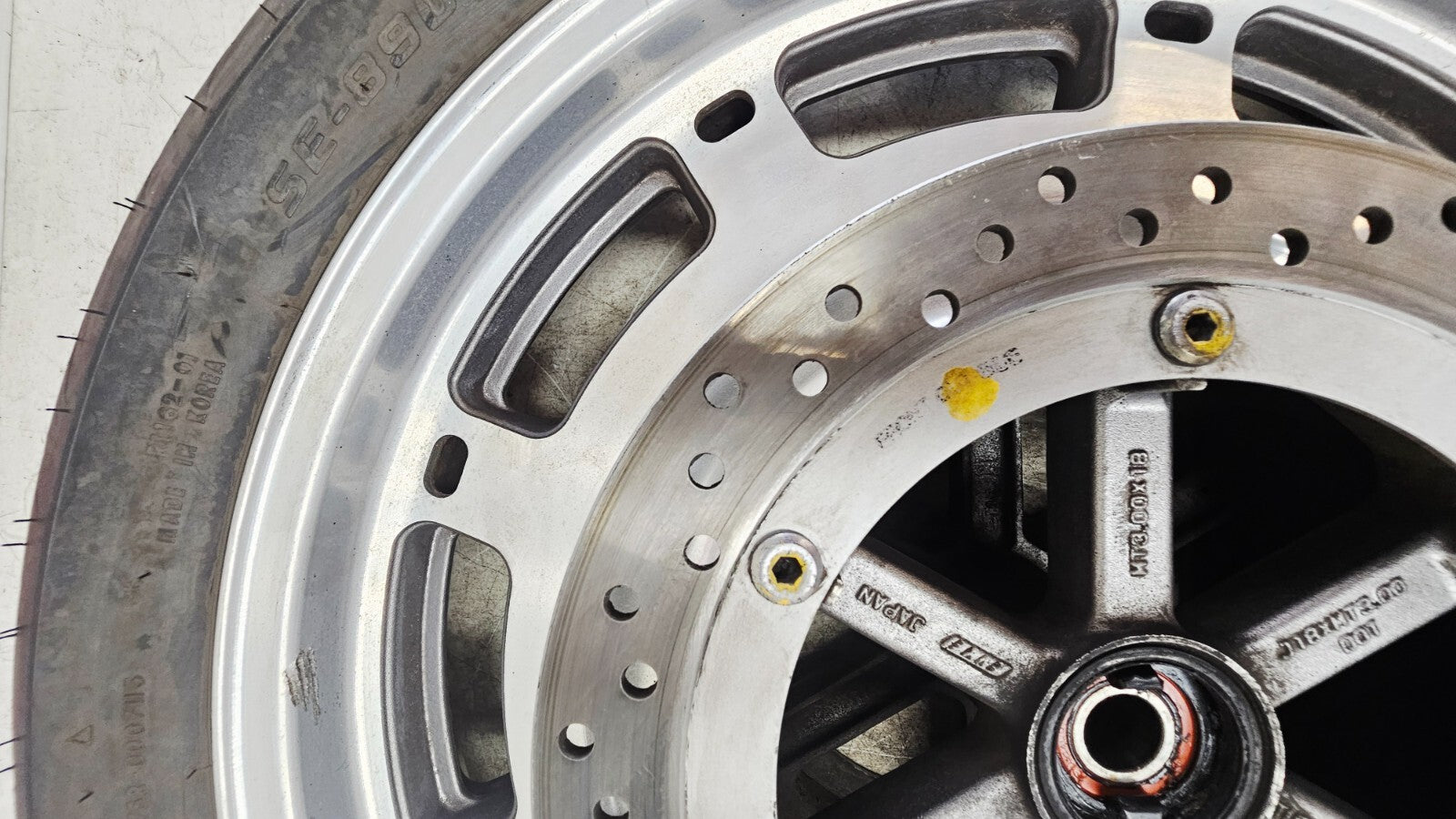 1995 HONDA GOLDWING GL1500 18X3 Front Mag Wheel Rim Tire Brake Rotor
