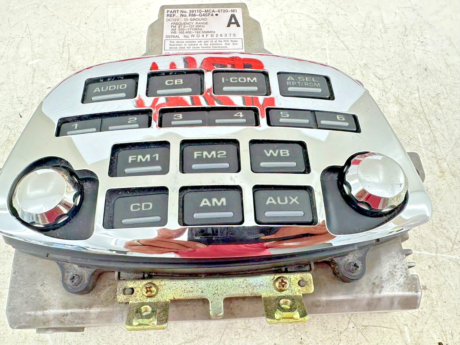 2004 Honda Goldwing GL1800 AM FM Stereo Radio Head Unit 39110-MCA-6720-M1