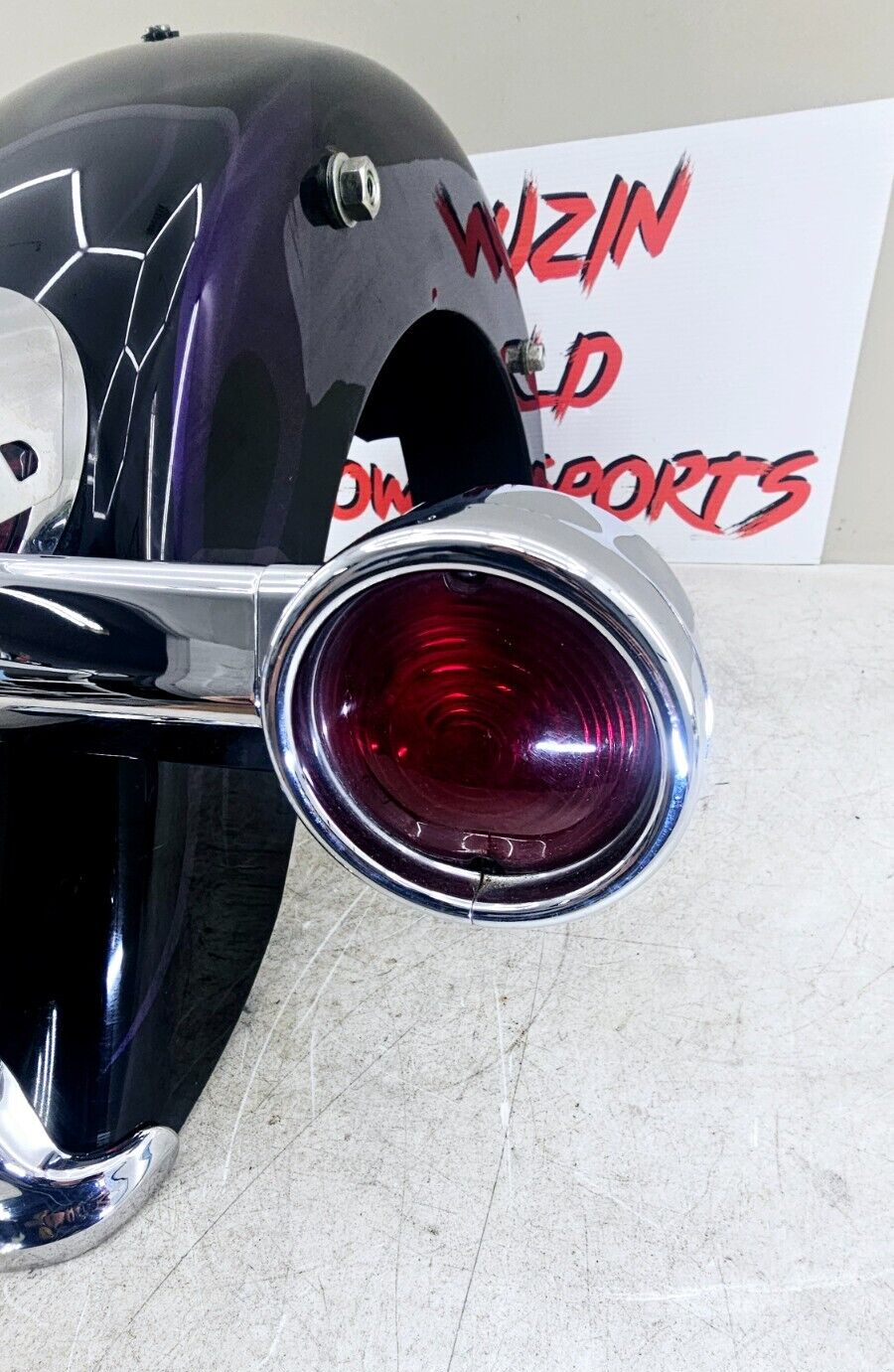 1998 HARLEY FLH ROADKING Rear Fender Brake Turn BLACK PURPLE FLAME OEM HD PAINT