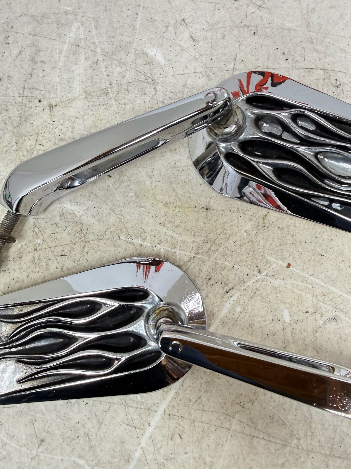 1993 HARLEY DYNA Wide Glide Chrome Flame Mirrors Left Right Inferno Mirror