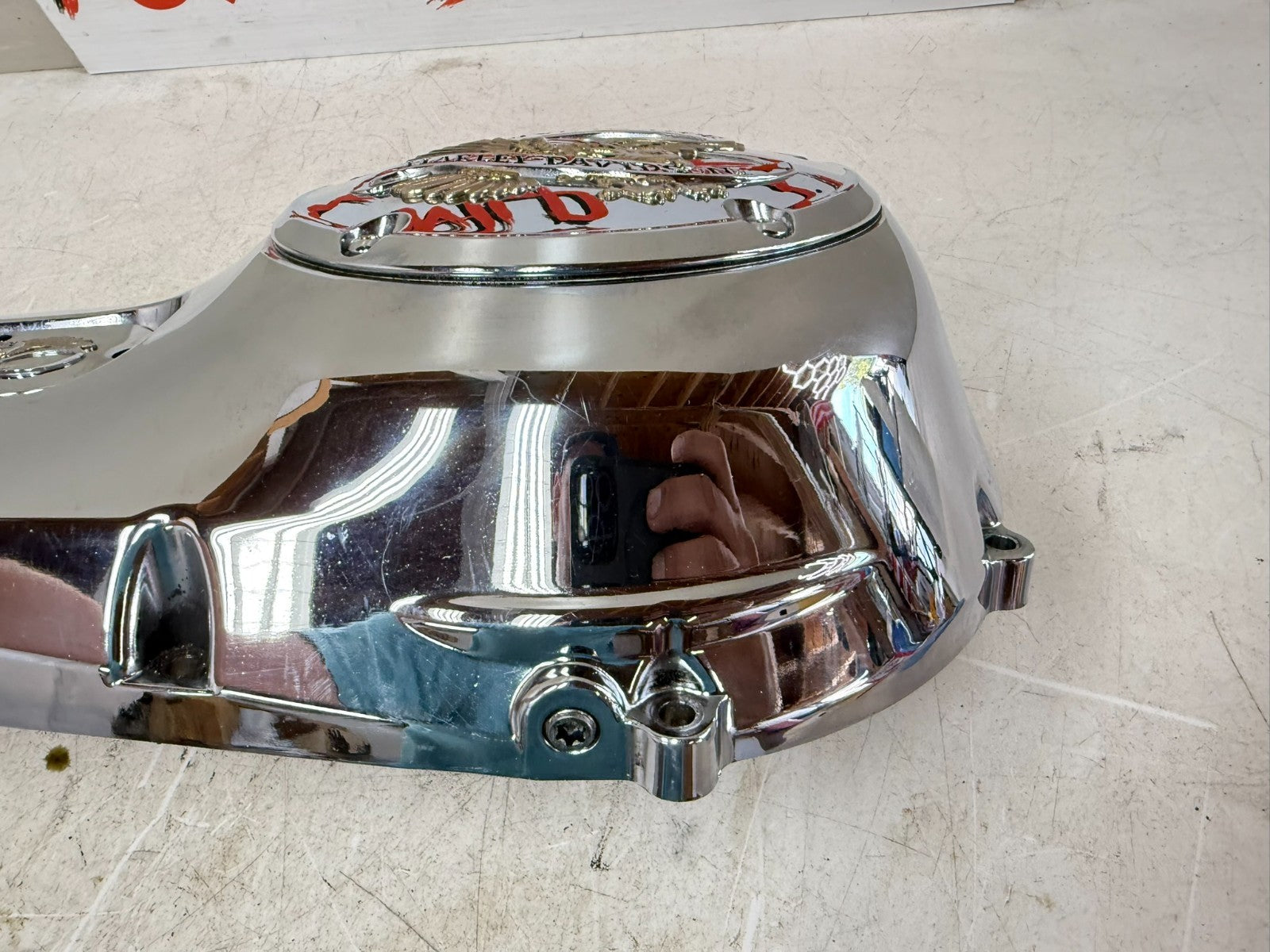 2003 HARLEY DYNA WIDE GLIDE Outer Primary Clutch Chrome Cover Live To Ride NICE!