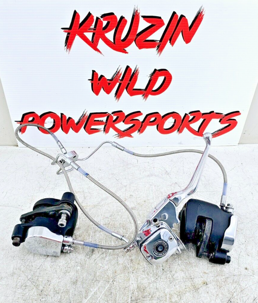 1998 HARLEY FLH ROADKING Dual Caliper Braided Hose +11/16 Chrome Master Cylinder