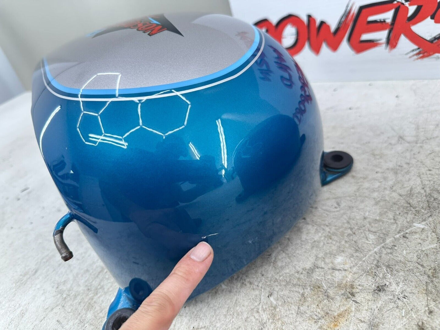 1995 HARLEY SOFTAIL OEM HD GENUINE SPLIT GAS FUEL TANK & PAINT AQUA & SILVER
