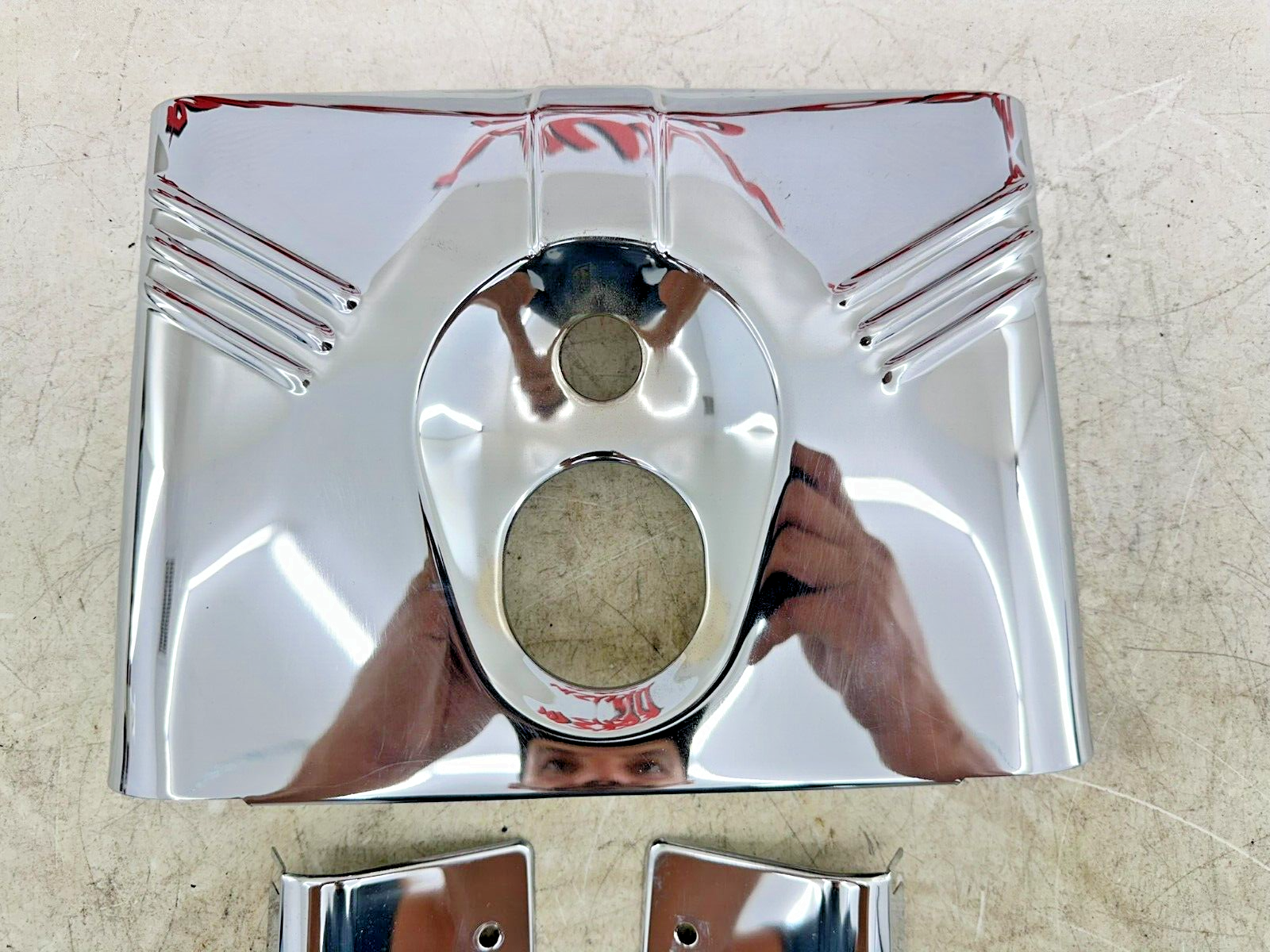 2002 HARLEY SOFTAIL Chrome Upper Fork Headlight Tin Ribbed Face Cover Kit