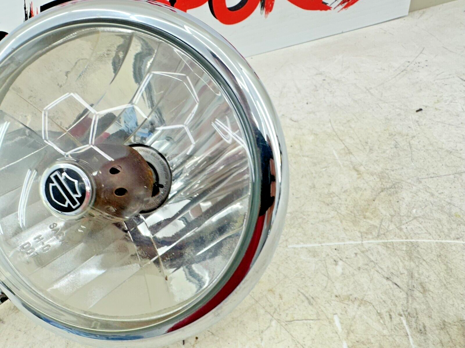 1999 HARLEY SOFTAIL Chrome Headlight Housing Trim Ring + MTG Tab