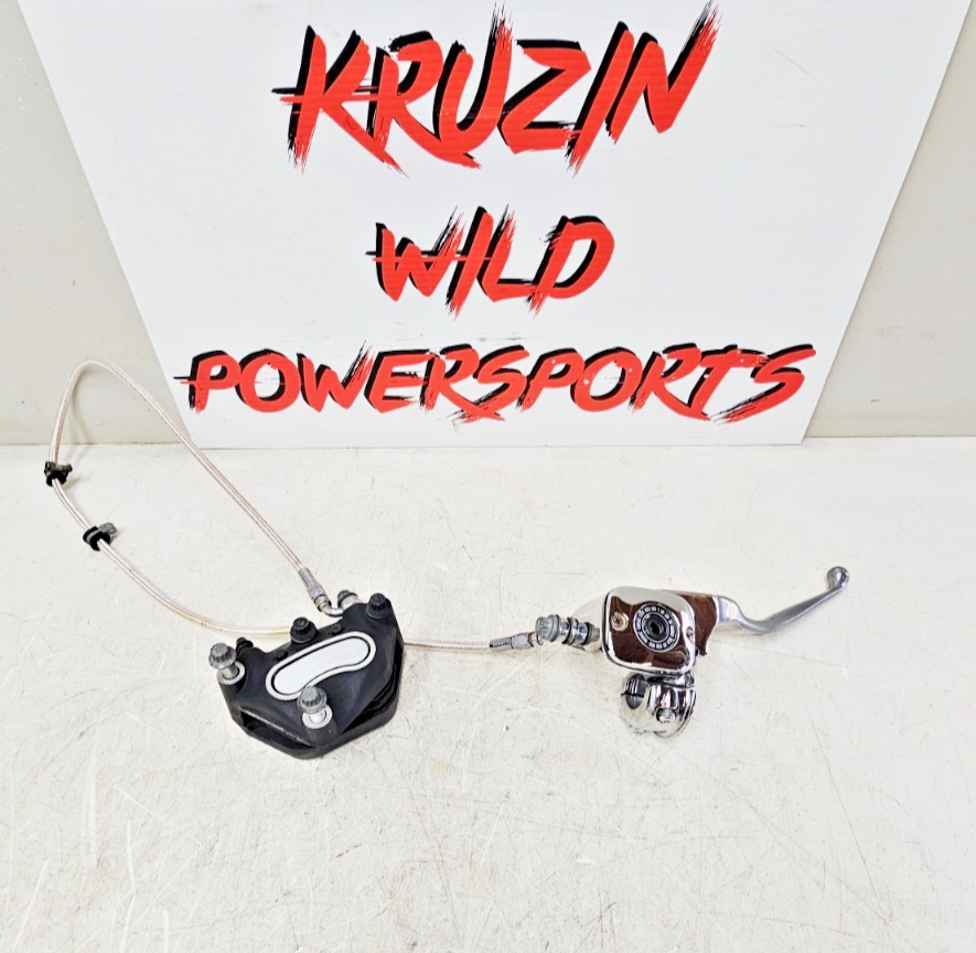 2000 HARLEY SOFTAIL DEUCE Brake Caliper Braided Hose 9/16 Chrome Master Cylinder