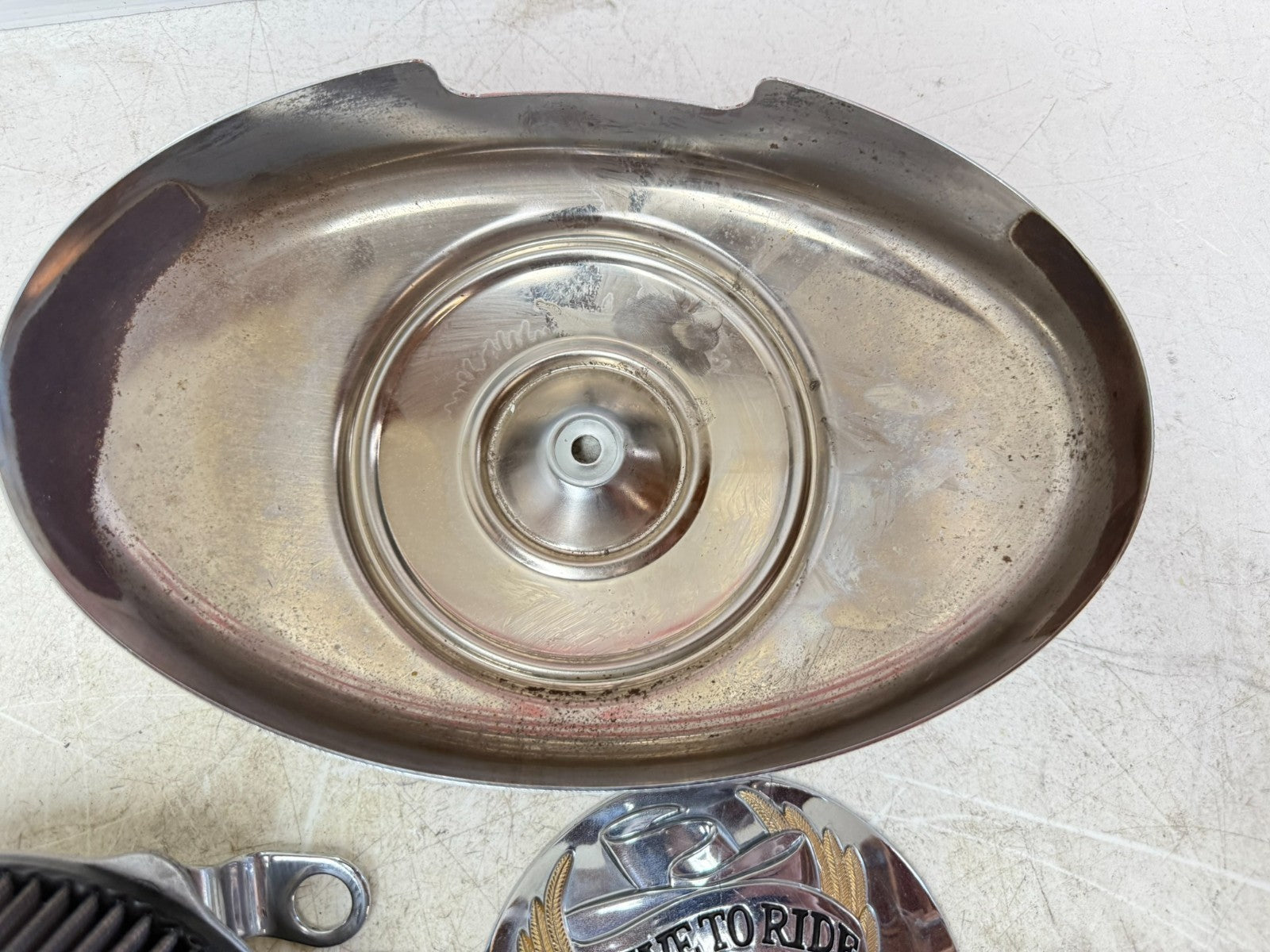 2003 HARLEY DYNA WIDE GLIDE Air Filter Cover Housing Backing Plate LIVE TO RIDE