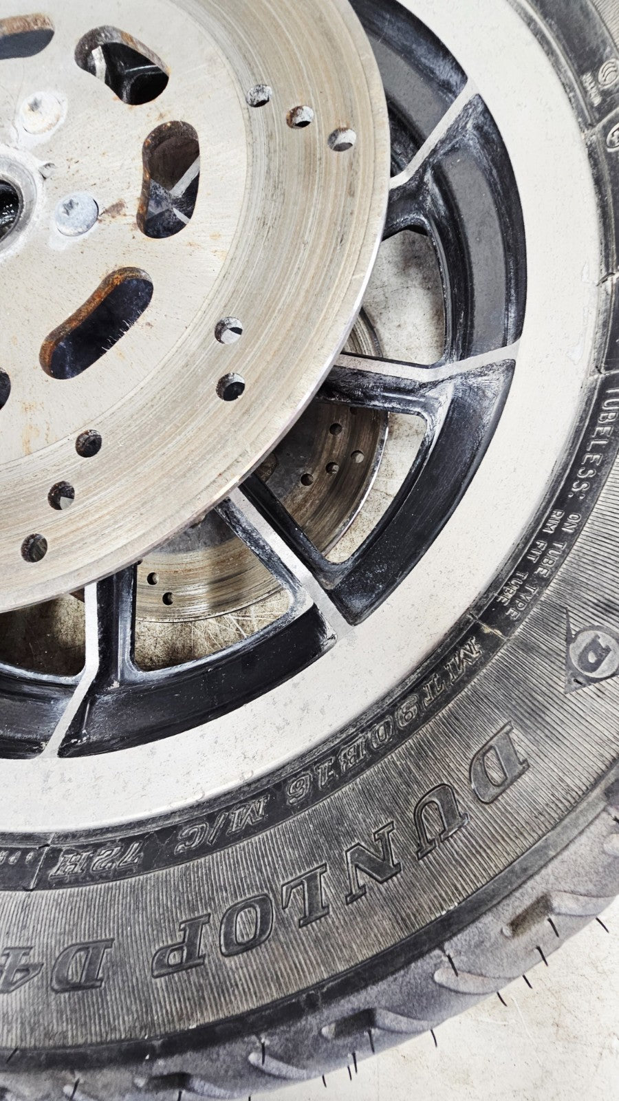 1996 HARLEY FLH ELECTRA GLIDE Front Wheel Rim Tire 10 Spoke Mag Brake Rotor 16X3