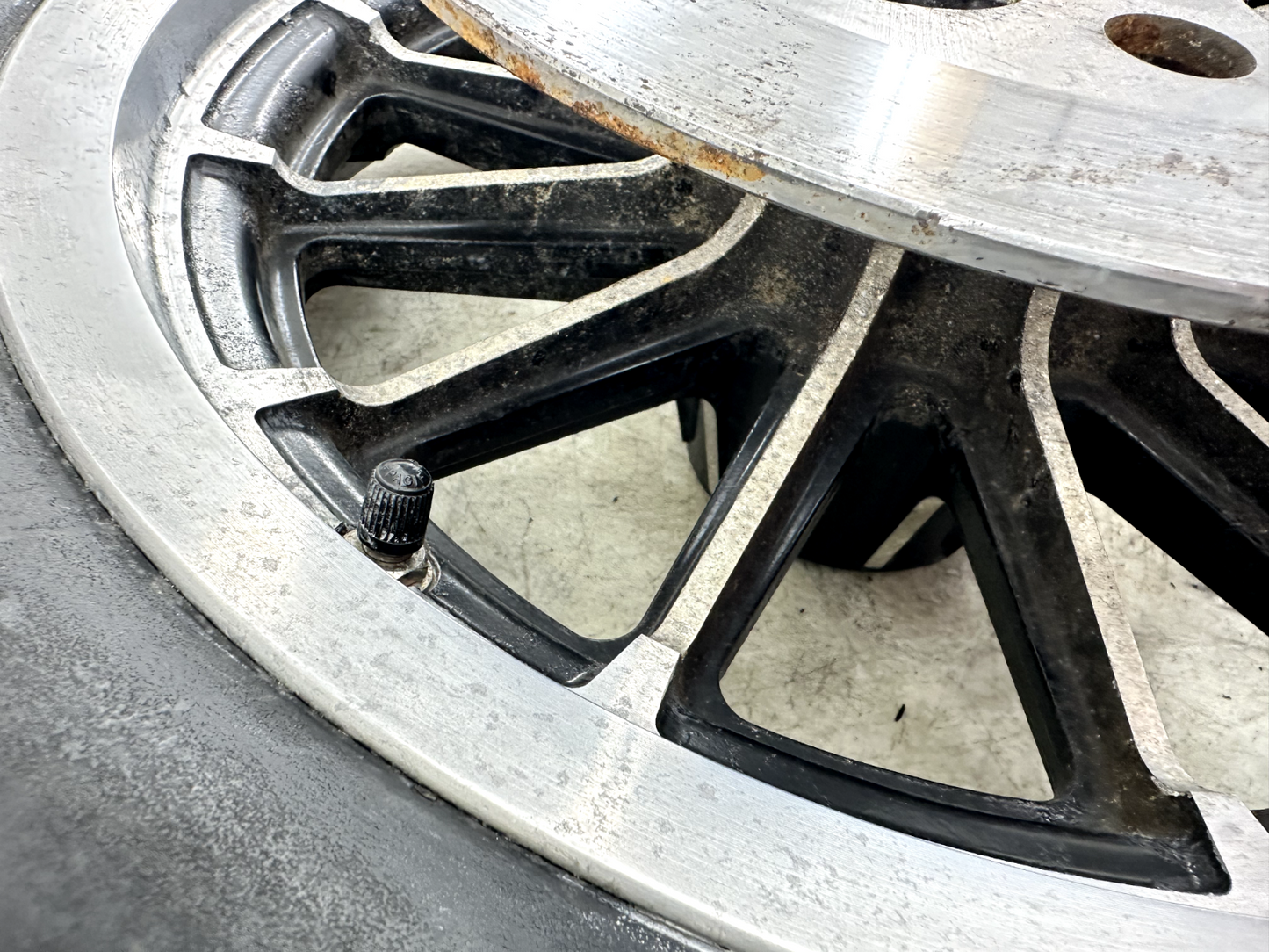 1997 HARLEY DYNA 13 Spoke 16" Rear Mag Wheel Rim + Rotor
