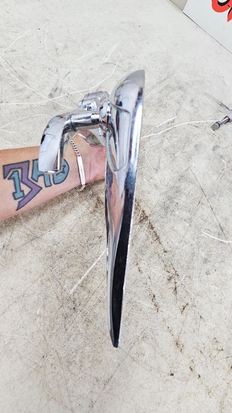 1996 HARLEY SOFTAIL Chrome Flame Skull Rearview Mirrors Mirror