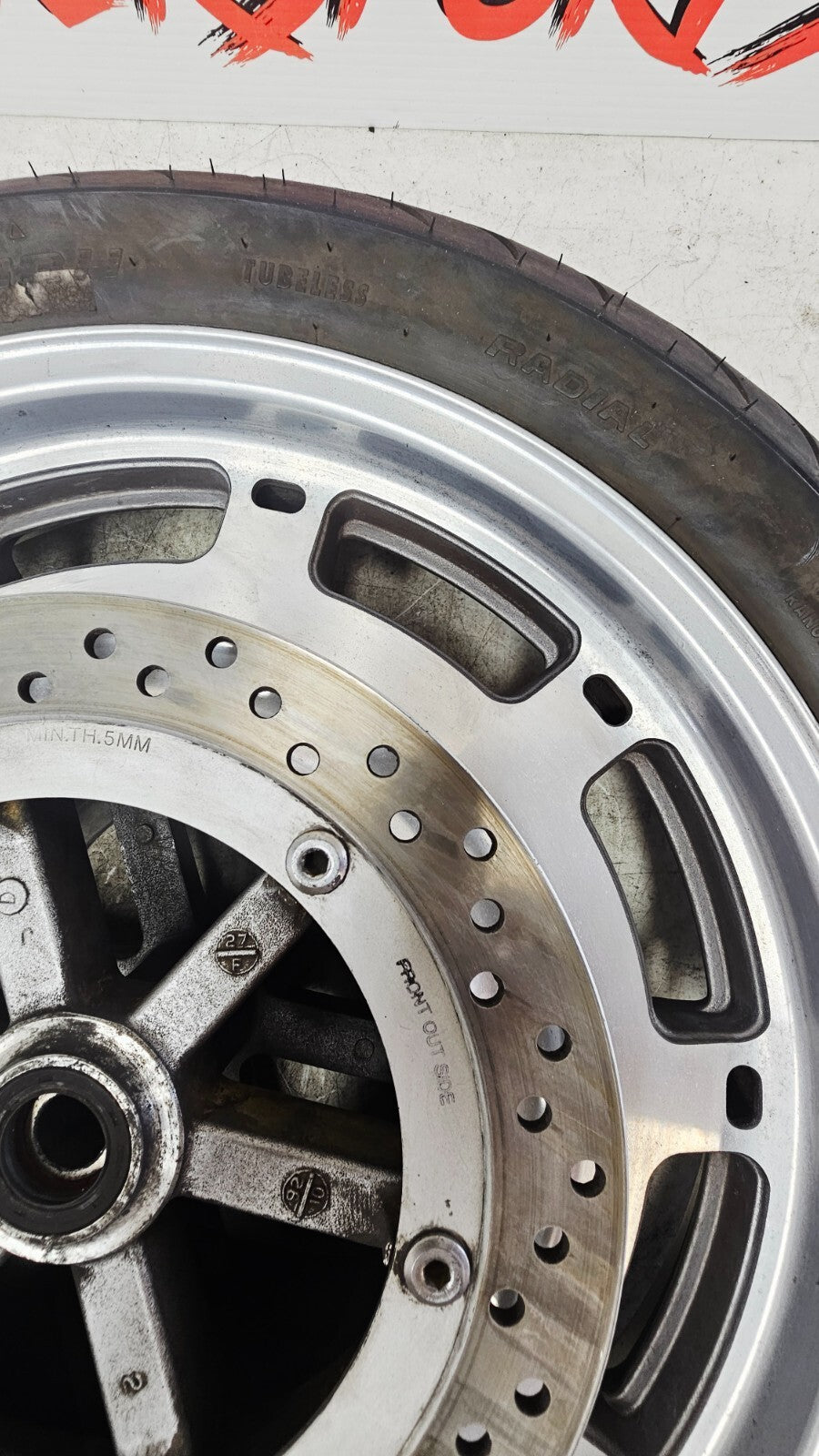 1995 HONDA GOLDWING GL1500 18X3 Front Mag Wheel Rim Tire Brake Rotor