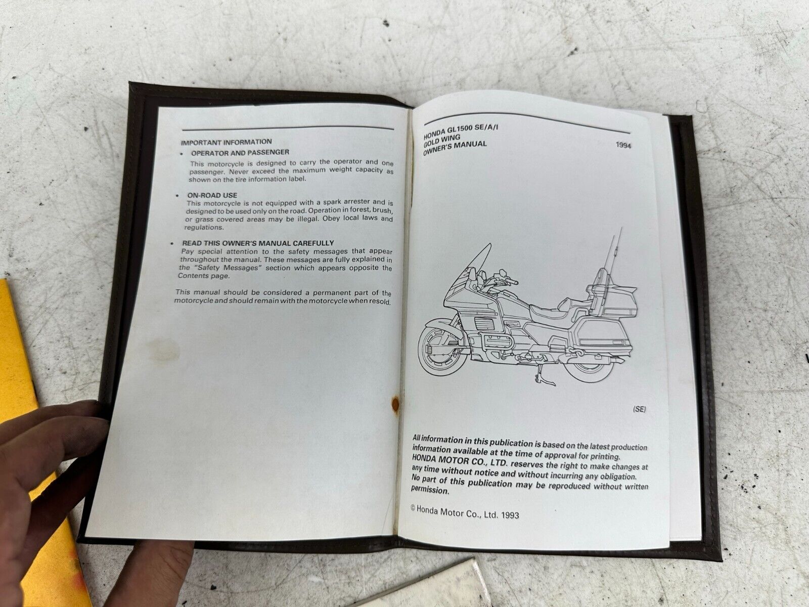 88-00 HONDA GOLDWING GL1500 OEM Original Owners Manual Riding Tips Book Manual