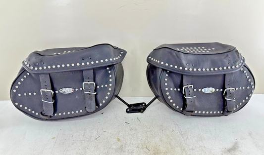 2003 HARLEY DAVIDSON SOFTAIL OEM HD Studded Leather Saddlebags Right Left