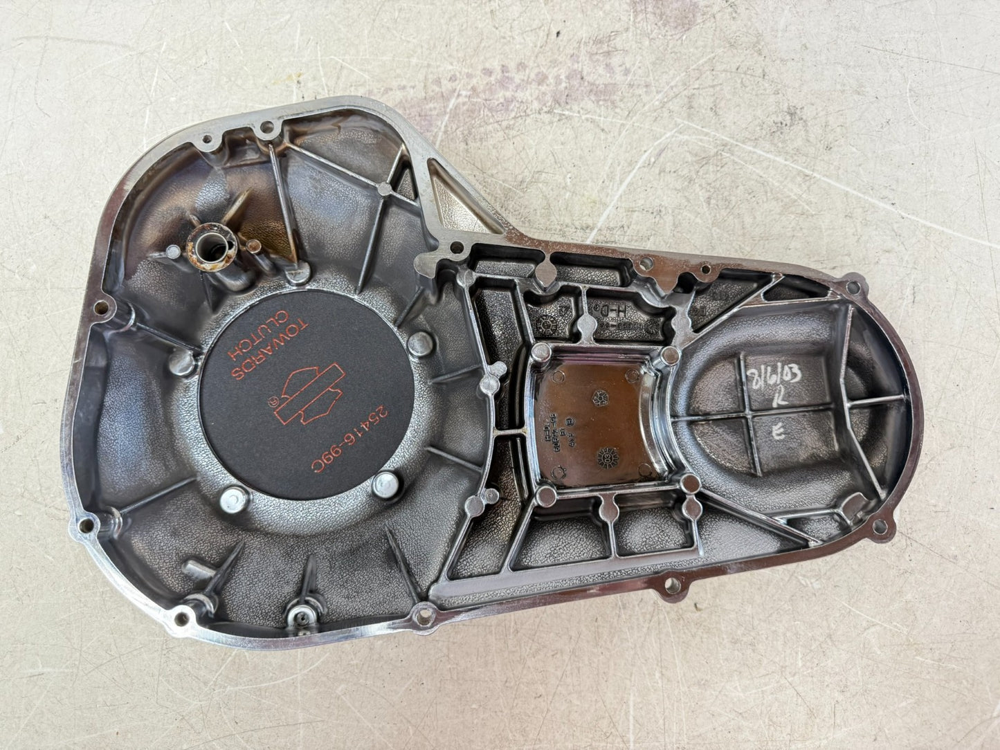 2003 HARLEY ELECTRA GLIDE Outer Primary Clutch Chrome Cover 100 Anniversary