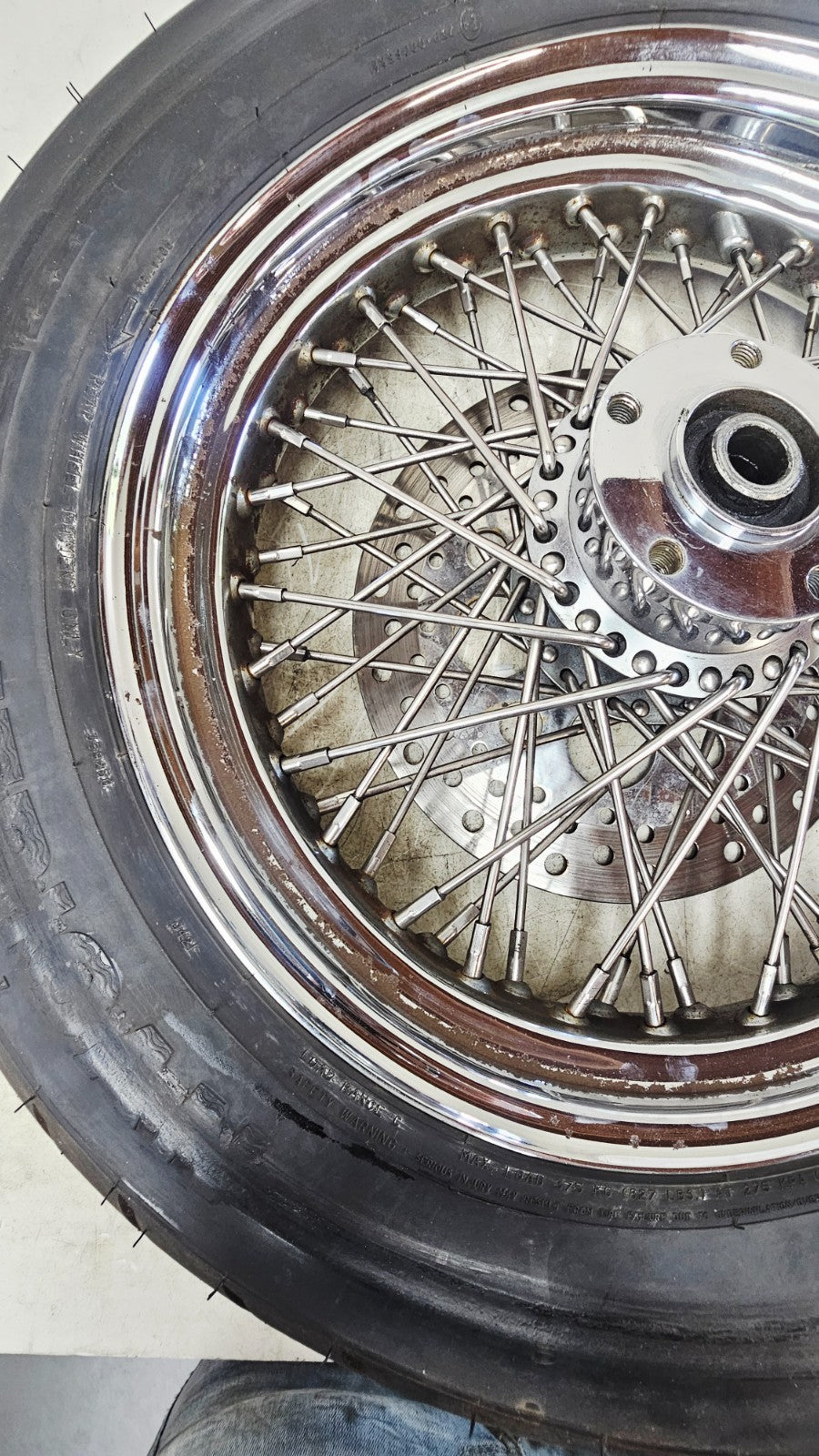 1988 HARLEY SOFTAIL 16x3 Rear Wheel Rim Tire Spoked Laced Brake Rotor
