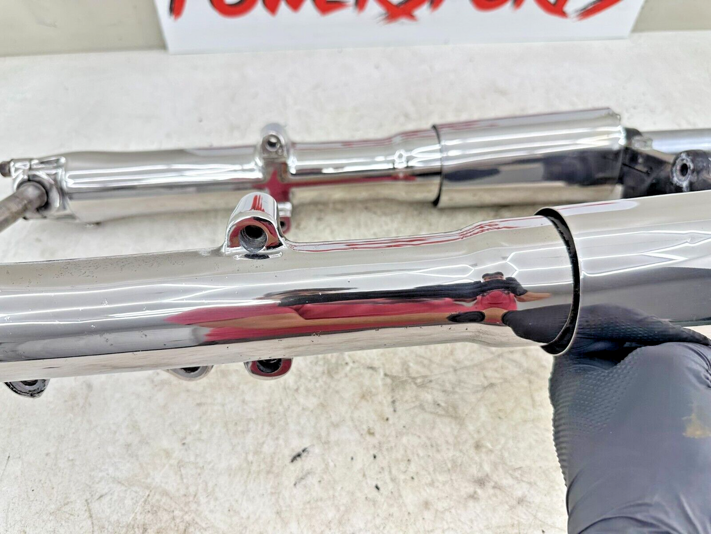 1995 HARLEY SOFTAIL Chrome Forks Front End Suspension Top Triple Clamp