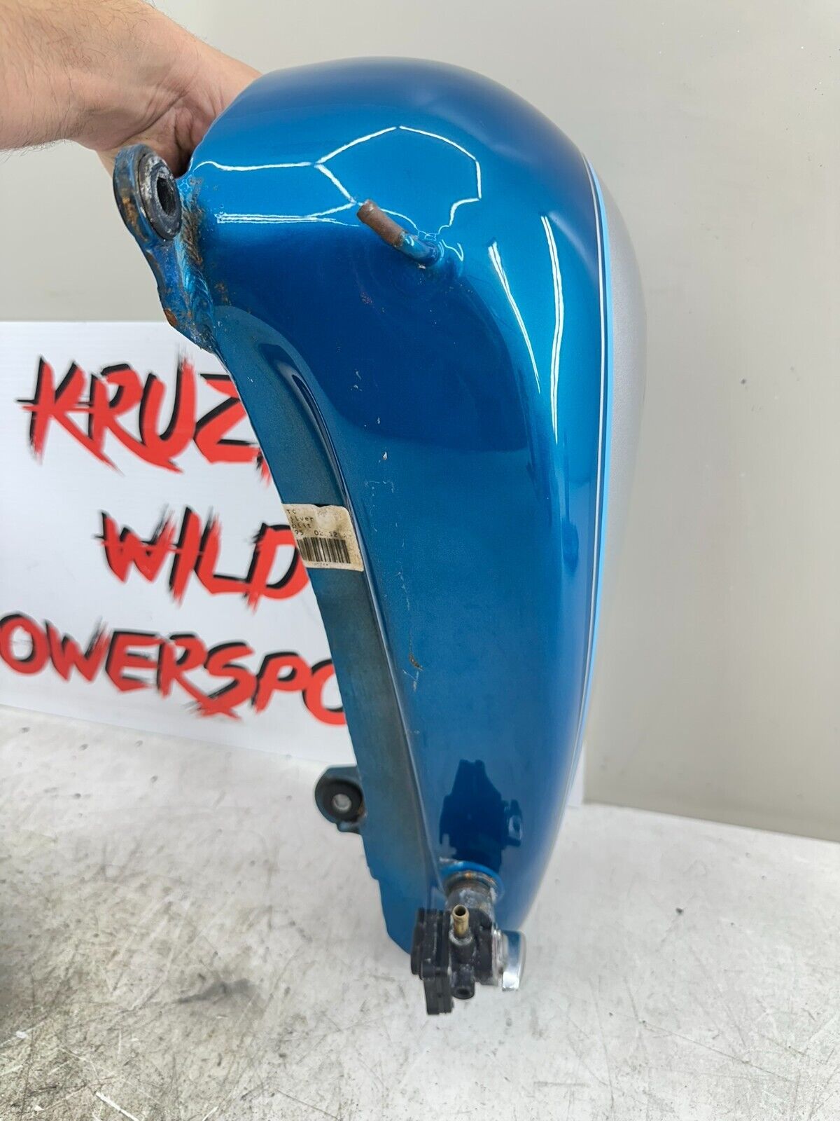 1995 HARLEY SOFTAIL OEM HD GENUINE SPLIT GAS FUEL TANK & PAINT AQUA & SILVER