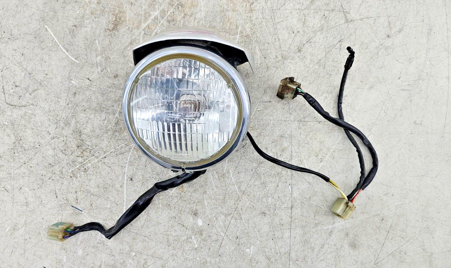 1995 HARLEY DYNA CONVERTIBLE Headlight Head Lamp + Chrome Mounting Bracket