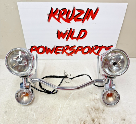 1998 HARLEY FLH ROADKING Highway Fog Spot Lamp Turn Signal Light Bar Chrome