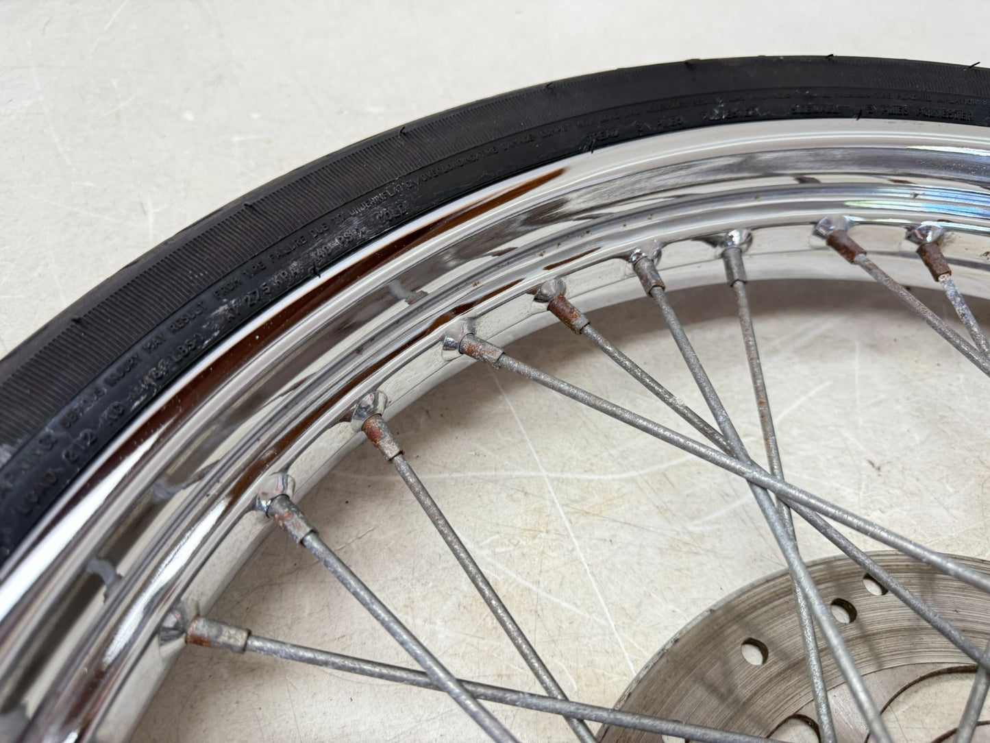 2003 Harley Davidson Sportster 21" Front Wheel Rim Tire Laced Spoke Brake Rotor