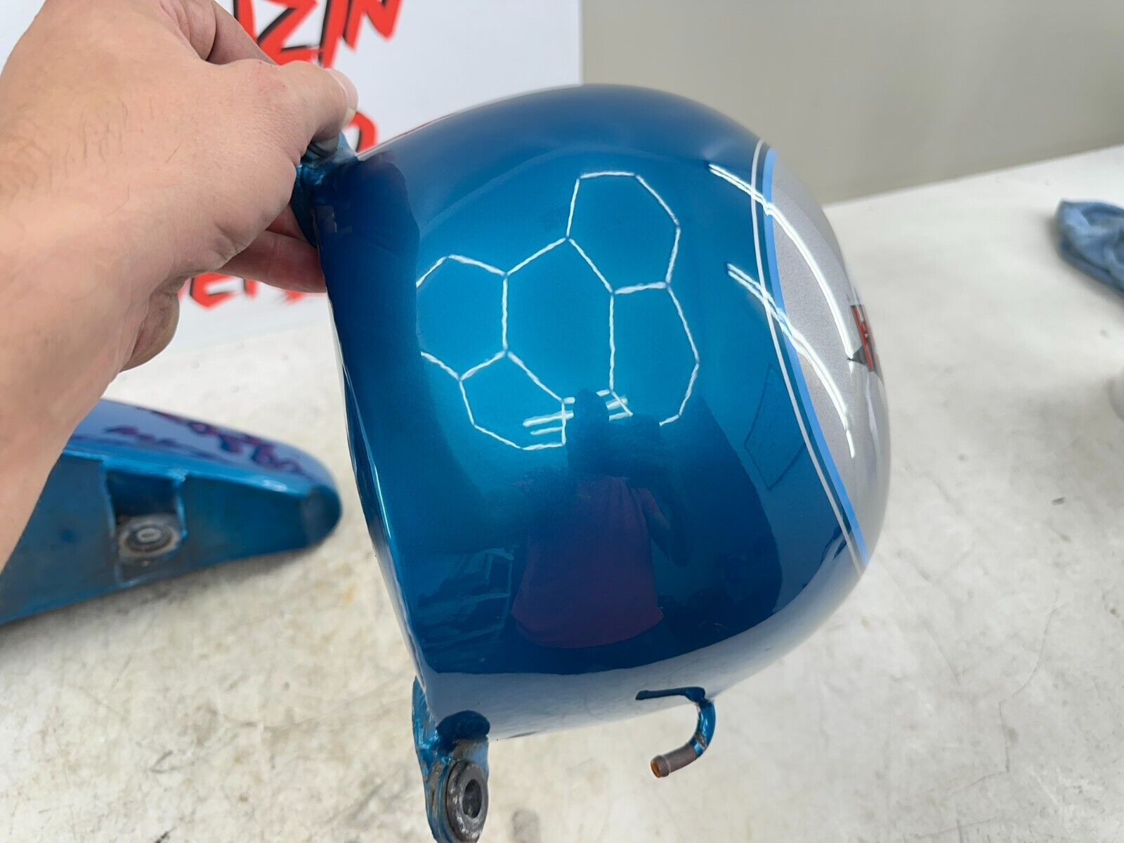 1995 HARLEY SOFTAIL OEM HD GENUINE SPLIT GAS FUEL TANK & PAINT AQUA & SILVER