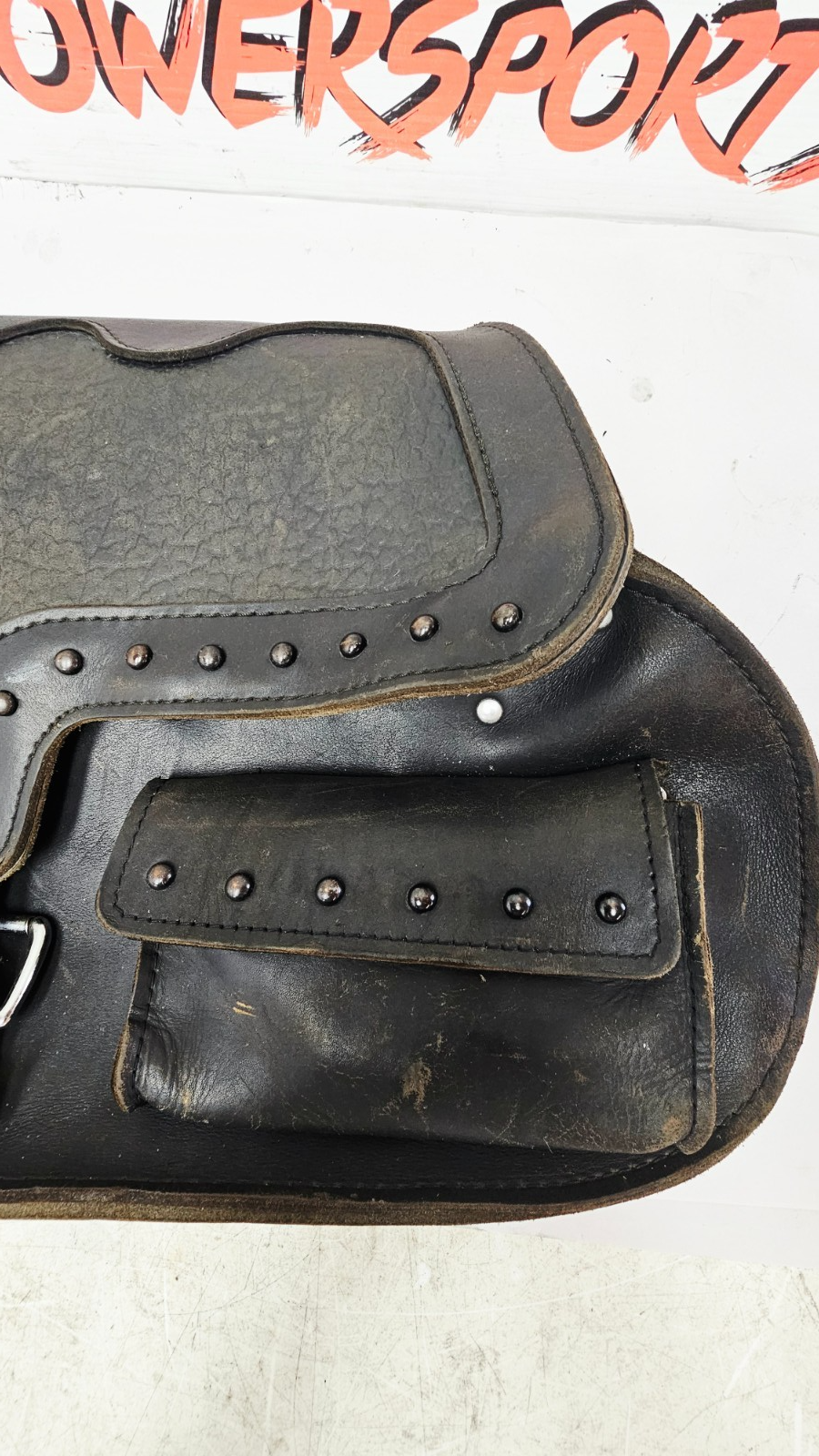 1995 HARLEY SOFTAIL FATBOY OEM Leather Studded Saddlebags Bags Rails Pair