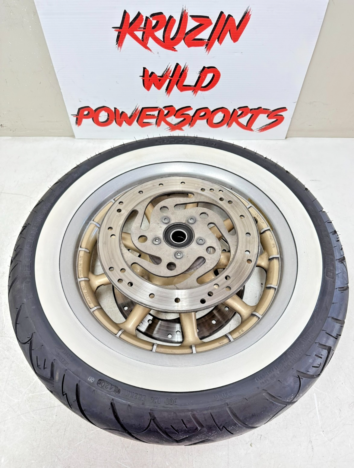 2003 HARLEY ELECTRA GLIDE 16 Front Wheel Gold Rim Tire 100th Anniversary 9 Spoke