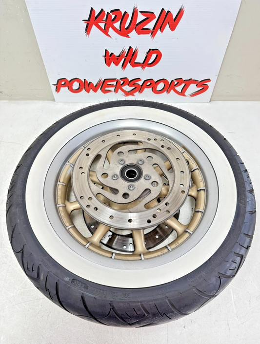 2003 HARLEY ELECTRA GLIDE 16 Front Wheel Gold Rim Tire 100th Anniversary 9 Spoke