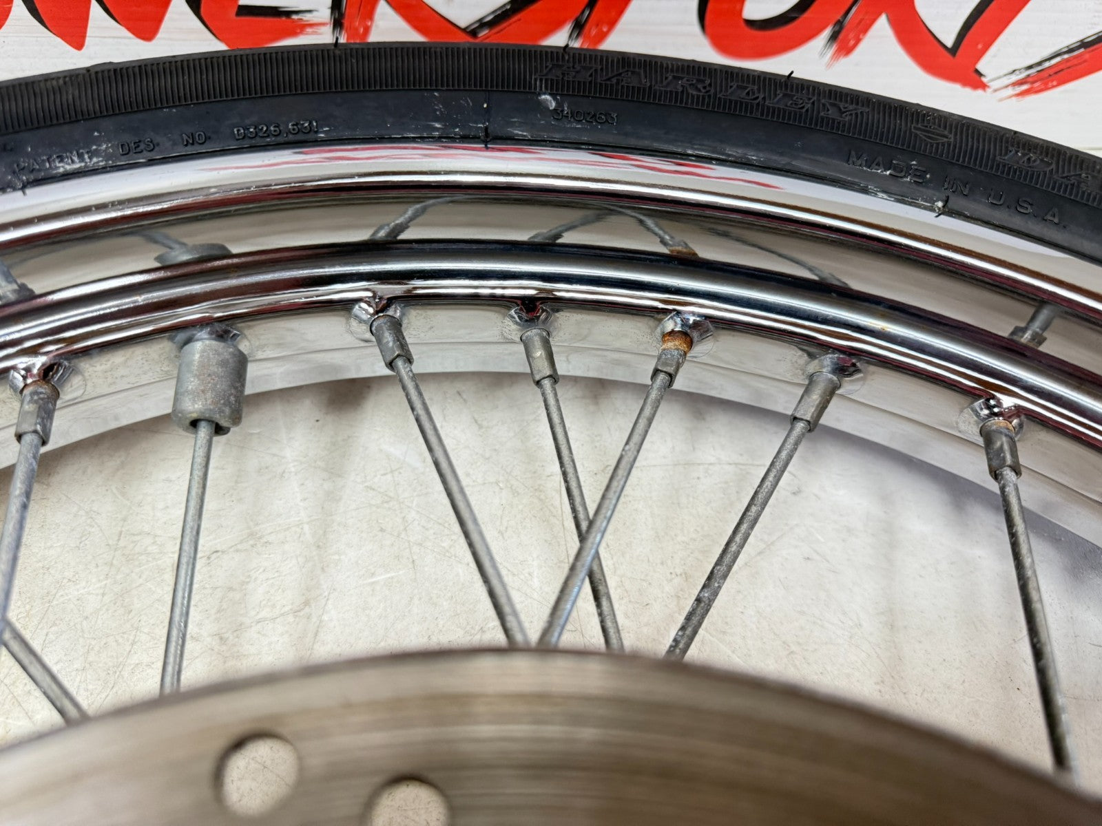 2003 Harley Davidson Sportster 21" Front Wheel Rim Tire Laced Spoke Brake Rotor