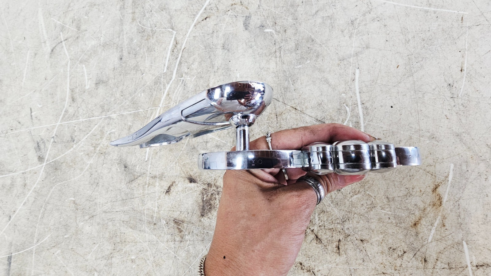 1996 HARLEY SOFTAIL Chrome Flame Skull Rearview Mirrors Mirror