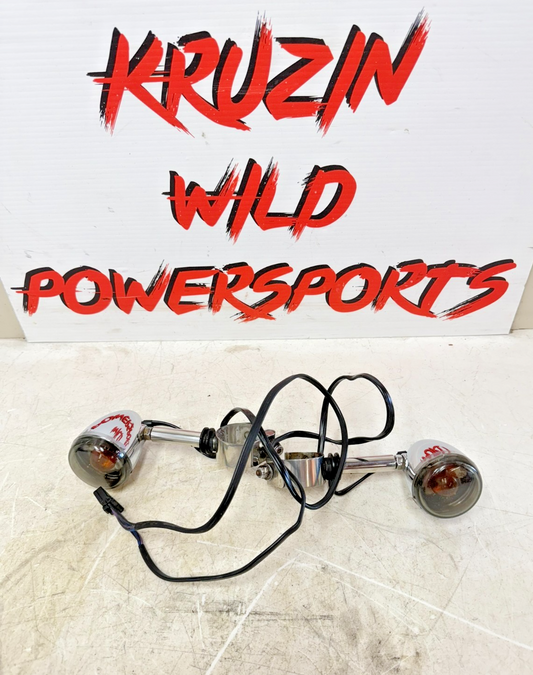2003 HARLEY DYNA WIDE GLIDE OEM Front Left Right Turn Signal Indicators Clamp On