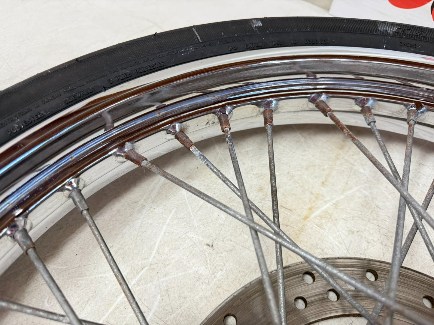 2003 Harley Davidson Sportster 21" Front Wheel Rim Tire Laced Spoke Brake Rotor