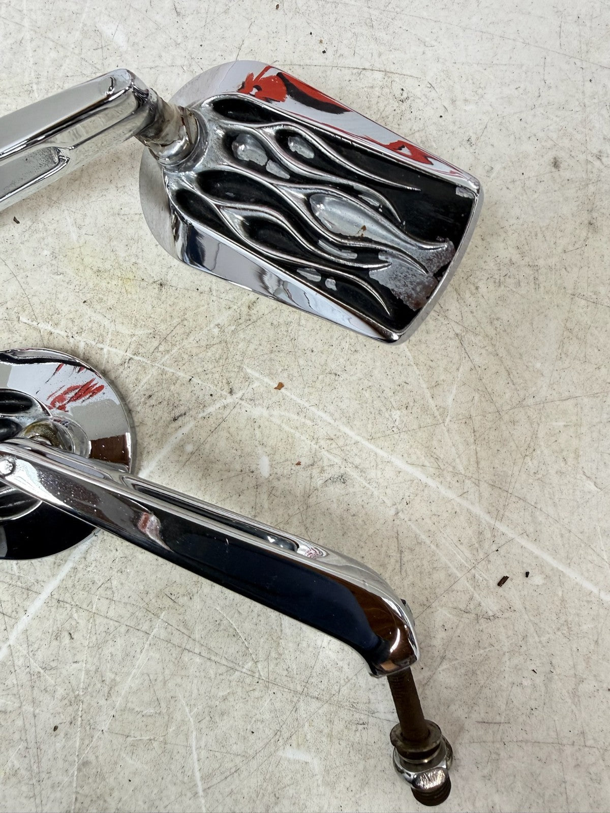 1993 HARLEY DYNA Wide Glide Chrome Flame Mirrors Left Right Inferno Mirror