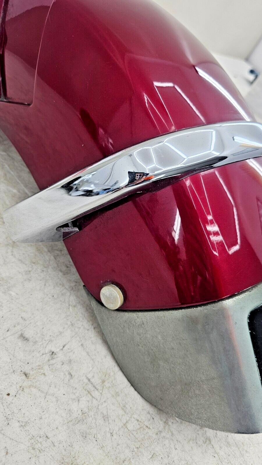 1993 HONDA GOLDWING GL1500 Front Fender Rear Section Chrome w/ Trim Red OEM