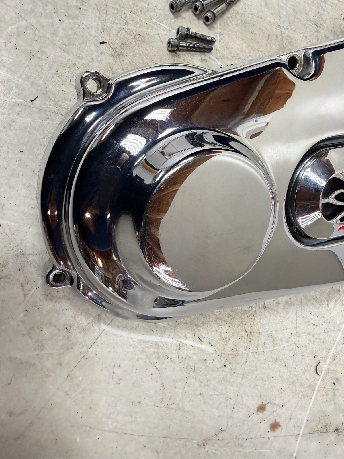 1993 HARLEY DYNA Wide Glide Outer Primary Clutch Chrome Flame Cover