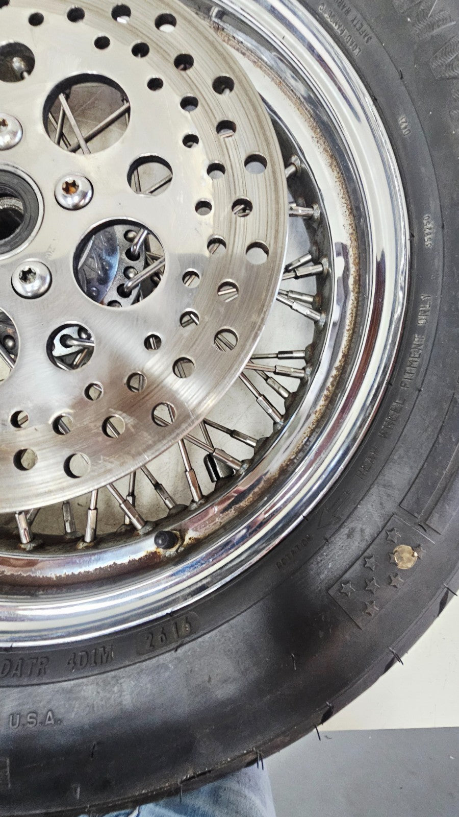 1988 HARLEY SOFTAIL 16x3 Rear Wheel Rim Tire Spoked Laced Brake Rotor