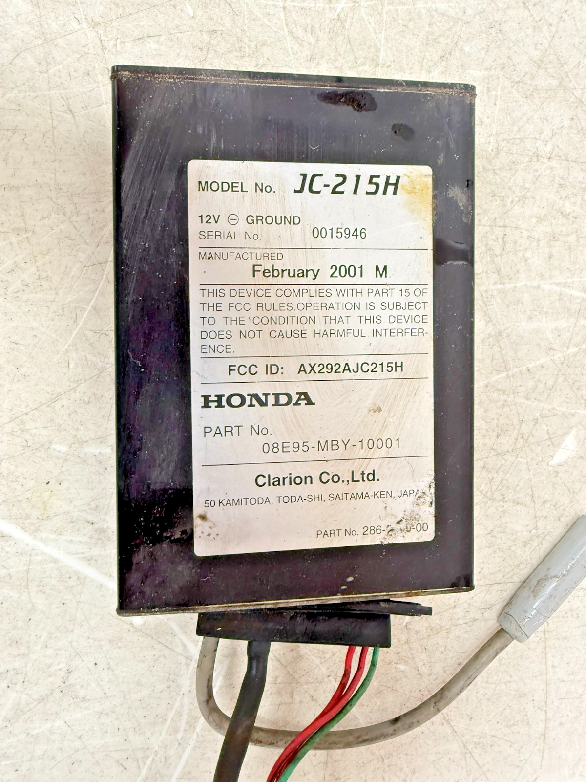 2001 HONDA VALKYRIE INTERSTATE CB Radio Control Module Unit Black Box