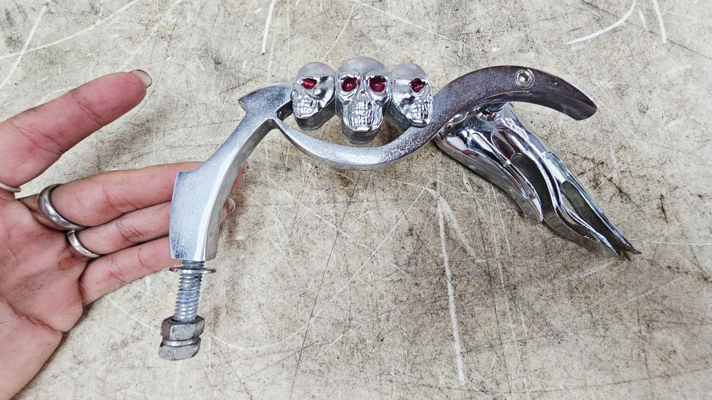 1996 HARLEY SOFTAIL Chrome Flame Skull Rearview Mirrors Mirror