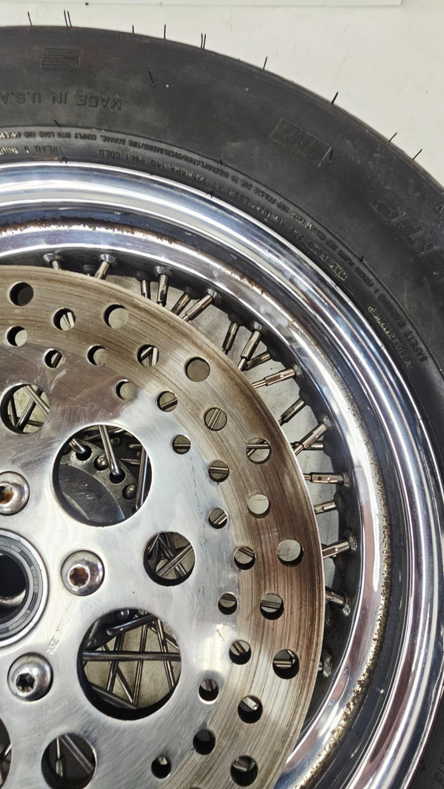 1988 HARLEY SOFTAIL 16x3 Rear Wheel Rim Tire Spoked Laced Brake Rotor