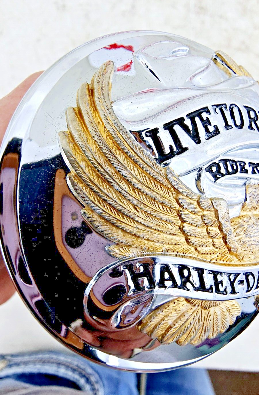 1999 HARLEY DYNA CONVERTIBLE Gas Cap Chrome Live To Ride Ride To Live