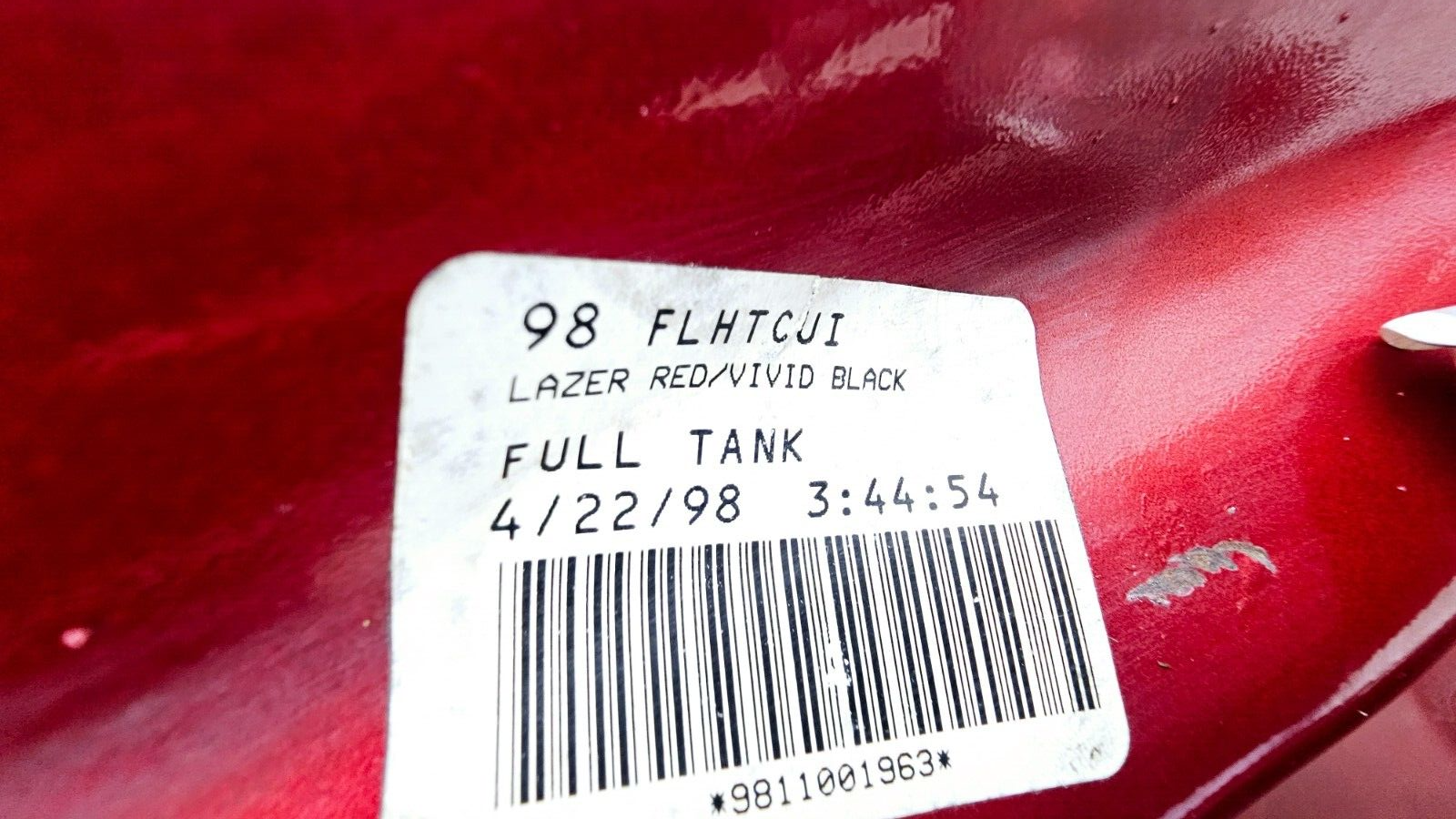 1998 HARLEY FLH ELECTRA GLIDE Gas Fuel Tank EFI Fuel Injected RED OEM HD NO DENT