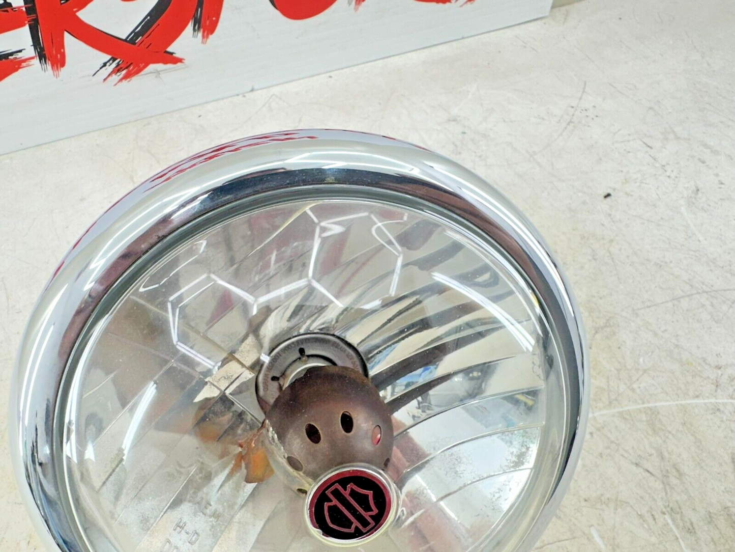 1999 HARLEY SOFTAIL Chrome Headlight Housing Trim Ring + MTG Tab
