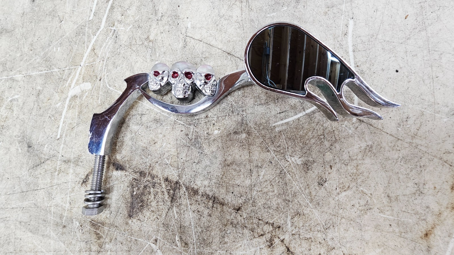 1996 HARLEY SOFTAIL Chrome Flame Skull Rearview Mirrors Mirror