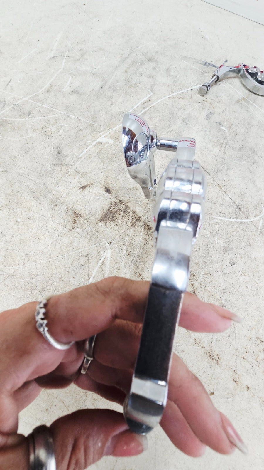 1996 HARLEY SOFTAIL Chrome Flame Skull Rearview Mirrors Mirror