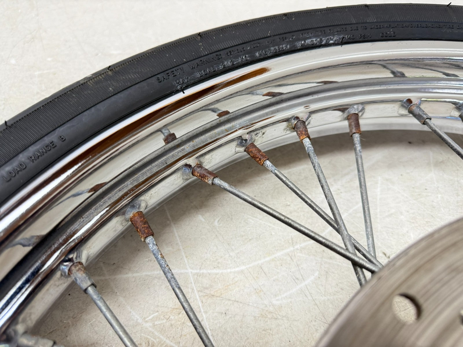 2003 Harley Davidson Sportster 21" Front Wheel Rim Tire Laced Spoke Brake Rotor