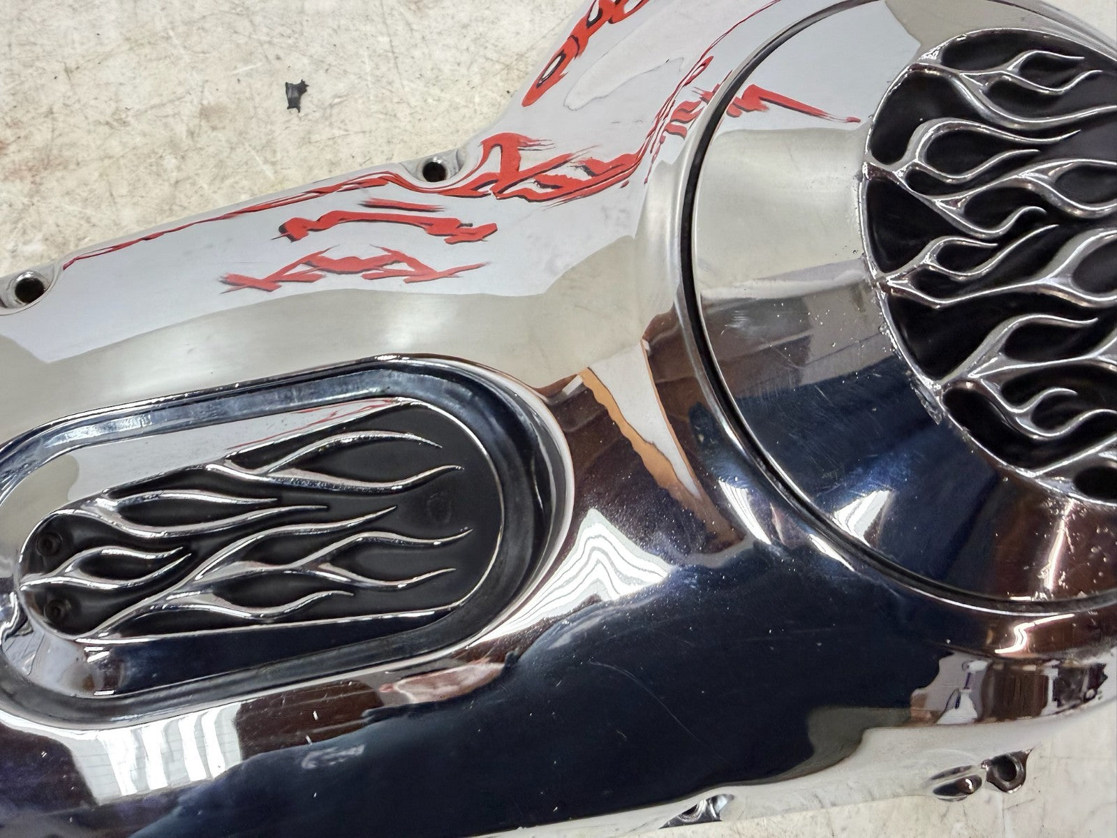 1993 HARLEY DYNA Wide Glide Outer Primary Clutch Chrome Flame Cover