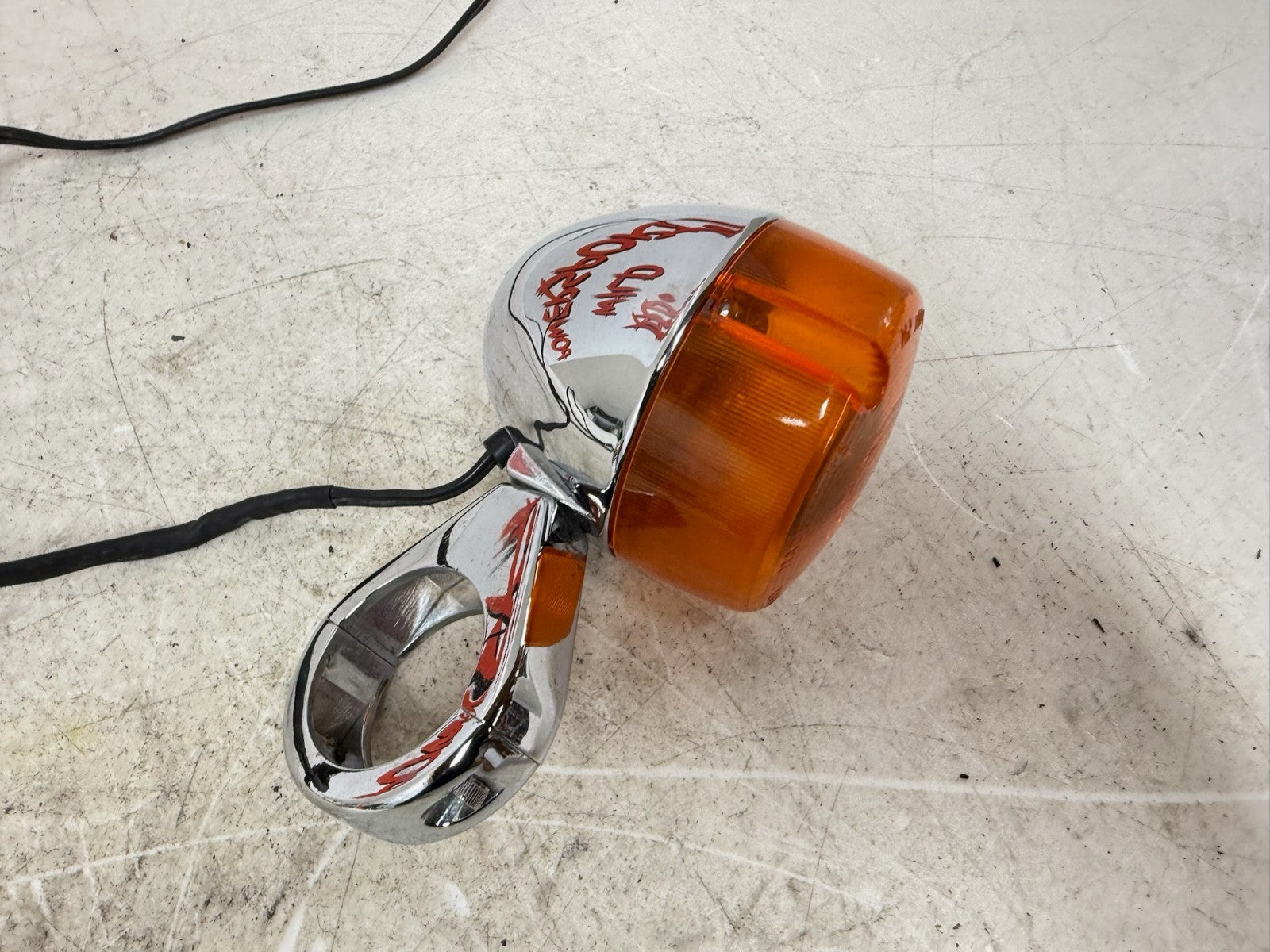 1993 HARLEY DYNA Wide Glide Front Clamp On Turn Signal Right & Left Chrome 41mm