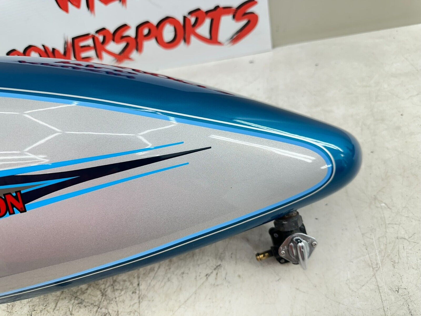 1995 HARLEY SOFTAIL OEM HD GENUINE SPLIT GAS FUEL TANK & PAINT AQUA & SILVER